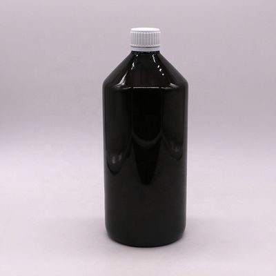 Bottiglia per medicinali liquidi in PET translucente marrone scuro da 1000 ml con tappo anti-sbagliamento da 28 mm