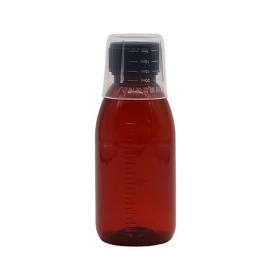 120 ml di bottiglia di ricetta ovale ambra con tappo di sicurezza per bambini Materiale PET per sciroppo d'acero