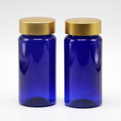 100 ml di PET a colori personalizzati, bottiglia di plastica per pillole e compresse con tappo rivestito d'oro