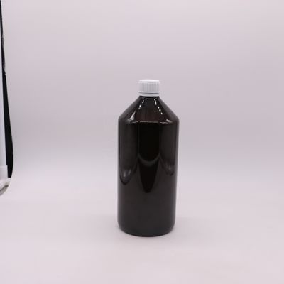 Bottiglia per medicinali liquidi in PET translucente marrone scuro da 1000 ml con tappo anti-sbagliamento da 28 mm