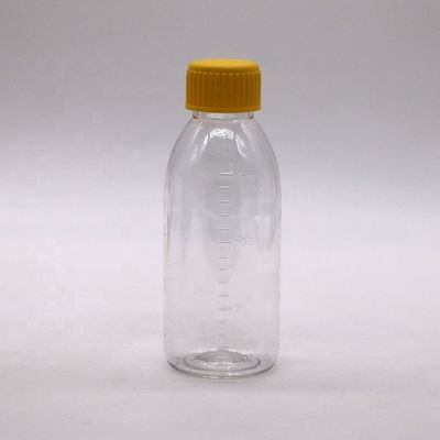 Bottiglia di sciroppo PET vuota marrone/amber/trasparente con tappo a vite a prova di manomissione