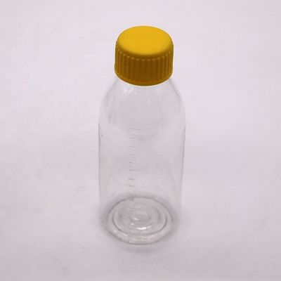 Bottiglia di sciroppo PET vuota marrone/amber/trasparente con tappo a vite a prova di manomissione