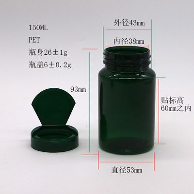 PET 150ml Bottiglia bocca larga Bottiglie vuote di plastica 5oz Contenitori di capsule con tappo flessibile