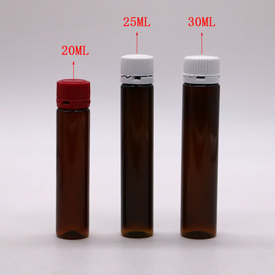 20ML/20CC Bottiglia di liquido orale in plastica di ambra liscia e magra con tappo a prova di manomissione per la medicina liquida
