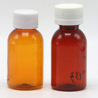 GMP Farmaceutico Bottiglia di liquido in plastica PET Amber da 30 ml con tappo a vite a prova di manomissione