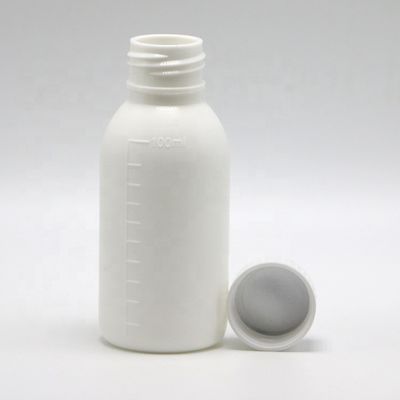 30 mL/50 mL/100 mL PP Bottiglia di medicinali liquidi bianchi con corpo a scala e serigrafia