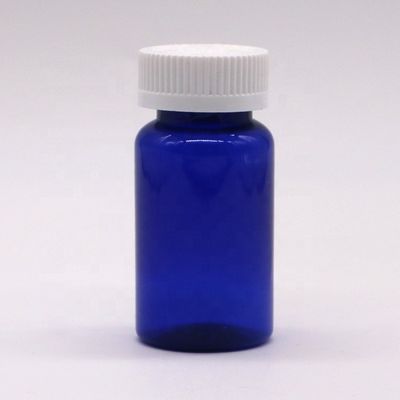 2OZ/60ml/CC Bottiglia di capsule di plastica blu con tappo a vite Materiale PET 32mm Collo