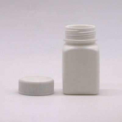 Bottiglia di plastica quadrata sterile in HDPE da 50cc di piccola capacità con tappo a vite personalizzato