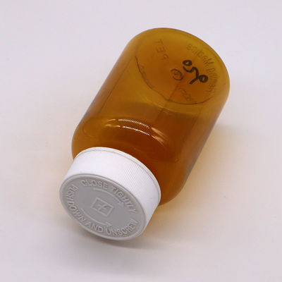 Bottiglia di plastica in PET Amber da 180 ml con tappo a vite CRC per capsule compresse 6OZ/180ML