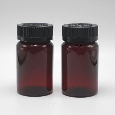 2OZ 60ML Bottiglia di plastica nera PET Amber con coperchio CRC per imballaggi di integratori medicinali