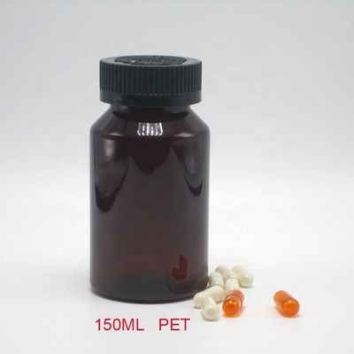 2OZ 60ML Bottiglia di plastica nera PET Amber con coperchio CRC per imballaggi di integratori medicinali