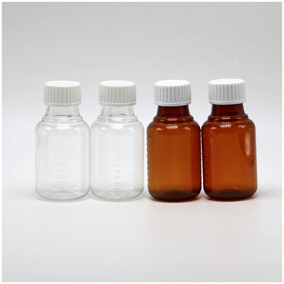 100 ml PET Ambror/Azurro Acero Sciroppo per la tosse Bottiglia per liquidi orali con tappo CRC e sigillo termico