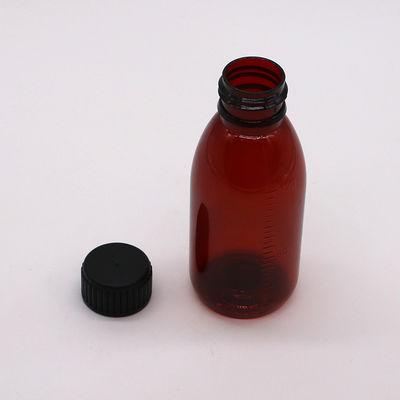 120 ml di bottiglia di ricetta ovale ambra con tappo di sicurezza per bambini Materiale PET per sciroppo d'acero