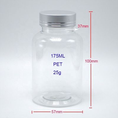 Bottiglia di plastica PET Boston Rotonda Contenitori di medicinali bianchi/trasparenti con coperchi a prova di bambini
