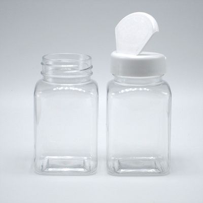 Colore personalizzato 100ml PET Quadrato Barattolo trasparente con diversi tappi da Chinese Pharmaceutical Company
