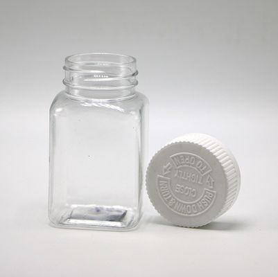 Colore personalizzato 100ml PET Quadrato Barattolo trasparente con diversi tappi da Chinese Pharmaceutical Company