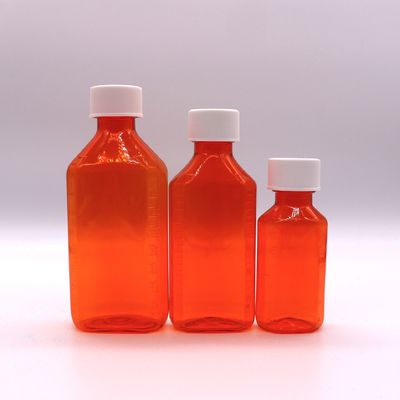 Bottiglia per sciroppo per liquidi orali in plastica PET trasparente a colori personalizzati con scala di misura