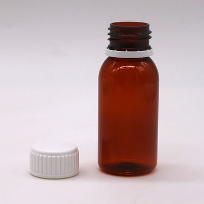 60 ml Contenitore rotondo da ricetta di ambra Farmacia PET Liquid Medicine Scaled Con Cappuccio