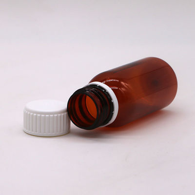 60 ml Contenitore rotondo da ricetta di ambra Farmacia PET Liquid Medicine Scaled Con Cappuccio