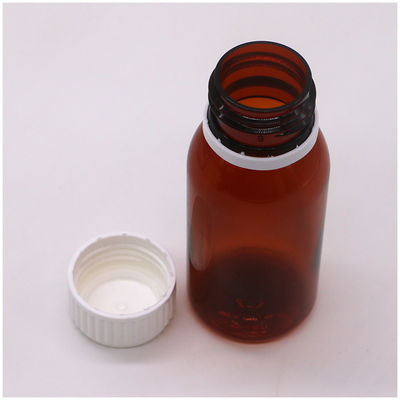 60 ml Contenitore rotondo da ricetta di ambra Farmacia PET Liquid Medicine Scaled Con Cappuccio
