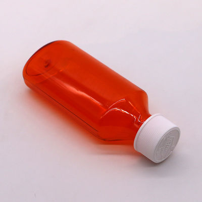 100cc PET Amber/ Orange Maple Cough Syrup Bottiglia per liquidi orali con tappo CRC e sigillo termico