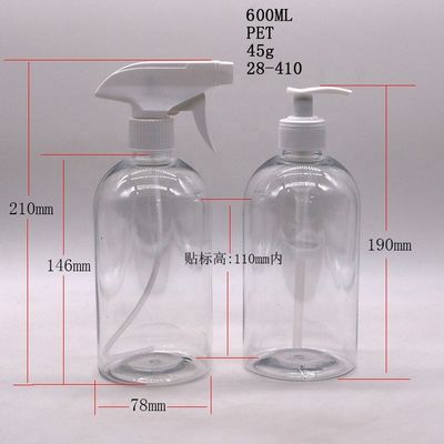 600ml 20oz PET Spray Bottle Boston Round Plastic Pump a colori personalizzati Trigger Spray Hand Sanitizer Bottle
