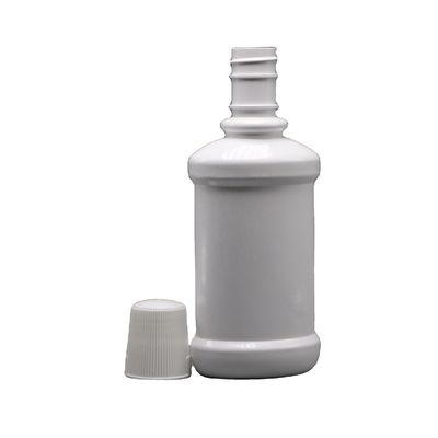 Bottiglia di lavaggio della bocca in plastica PET a collo lungo bianco con capacità di 250 ml e stampa a schermo