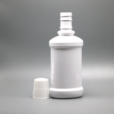 Bottiglia di lavaggio della bocca in plastica PET a collo lungo bianco con capacità di 250 ml e stampa a schermo