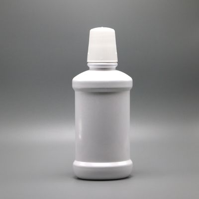 Bottiglia di lavaggio della bocca in plastica PET a collo lungo bianco con capacità di 250 ml e stampa a schermo