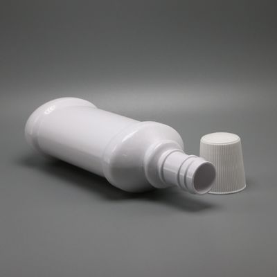 Bottiglia di lavaggio della bocca in plastica PET a collo lungo bianco con capacità di 250 ml e stampa a schermo