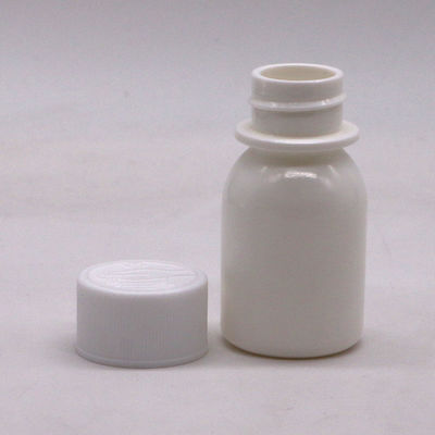 Bottiglia per liquidi orali bianca in PE da 30 ml con coperchio a prova di bambino e tappo CRC