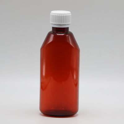 200 ml Oval Amber Prescription Pharmacy PET Liquid Medicine Container con coperchio e scala
