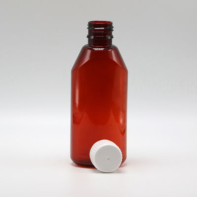 200 ml Oval Amber Prescription Pharmacy PET Liquid Medicine Container con coperchio e scala