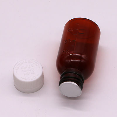 Bottiglia liquida per sciroppo di plastica di 30 ml PET Amber con tappo a vite a prova di manomissione Materiale del corpo PET