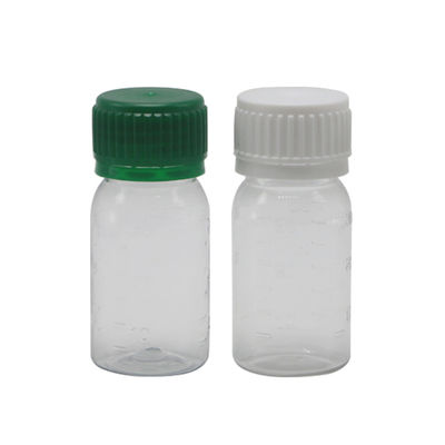 Bottiglia per liquidi orali bianca in PET da 30 ml con tappo di sicurezza e serigrafia