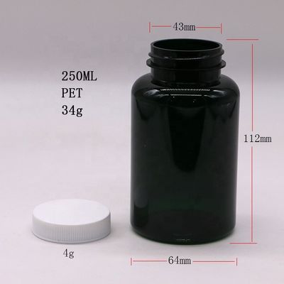 250ml Bottiglia di plastica medica in PET personalizzabile per capsule di pillole in colore opaco/congelato