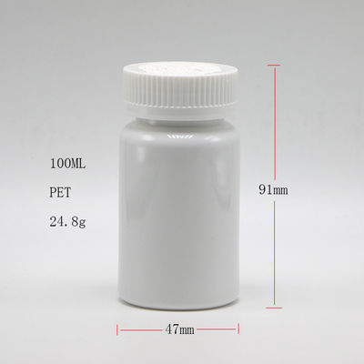 Bottiglia PET per medicinali industriali con tappo di sicurezza a prova di bambini e capacità di 100cc