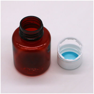 70 ml di PET Ambrato Sciroppo per tosse di acero Bottiglia per liquidi orali con tappo di sicurezza e sigillo termico