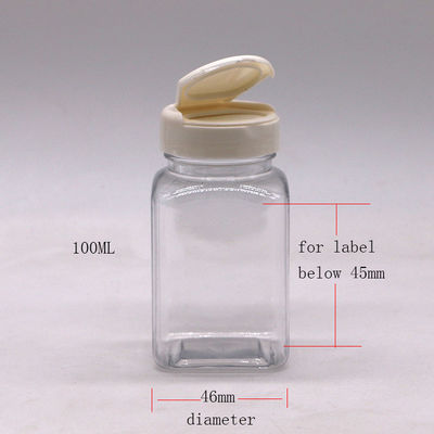 Bottiglia di medicinali Bottiglia di plastica quadrata in PET da 100 ml con colore personalizzato e coperchi diversi