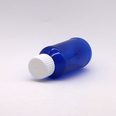 Bottiglia di sciroppo per tosse PET da 100cc ambra/arancione/azzurro con tappo di sicurezza e sigillo termico