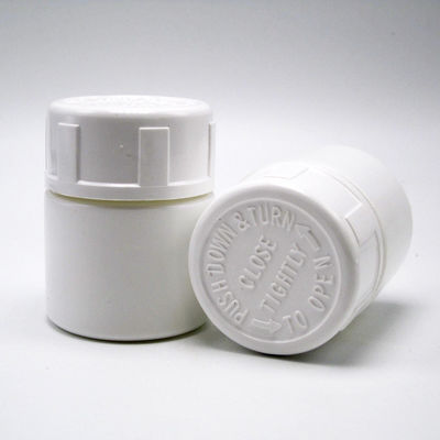 30 ml di HDPE Portatile in polvere di plastica bianca Pillola per farmaci Bottiglie per compresse Contenitore con tappo di sicurezza per bambini