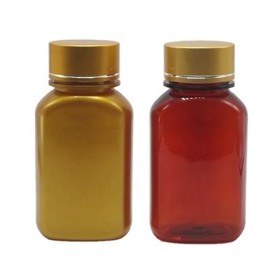 Colore personalizzabile Bottiglie di medicina in plastica piatta quadrata in PET da 150 ml con tappi diversi