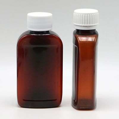 100cc PET Amber/Orange Maple Cough Syrup Bottle con cappuccio CRC e sigillo termico