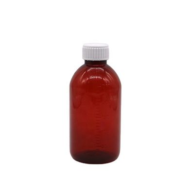 250 ml Bottiglia di medicinali liquidi PET Amber con tappo a vite e contenitore per farmaci