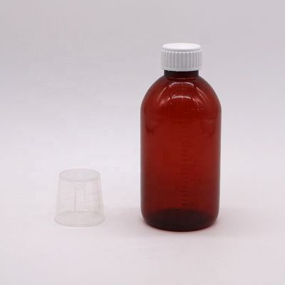 250 ml Bottiglia di medicinali liquidi PET Amber con tappo a vite e contenitore per farmaci