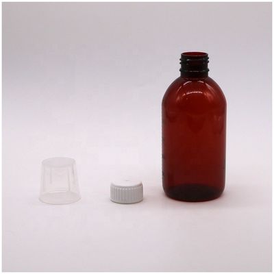 250 ml Bottiglia di medicinali liquidi PET Amber con tappo a vite e contenitore per farmaci