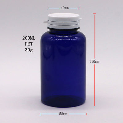 Materiale del colletto PET 200cc Bottiglia di plastica rotonda Contenitore per medicinali con tappi per anelli di facile estrazione