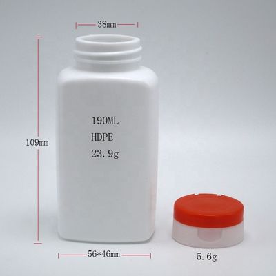 Stampa a schermo Bottiglia di plastica a forma quadrata in HDPE da 190 ml per supplemento medicinale