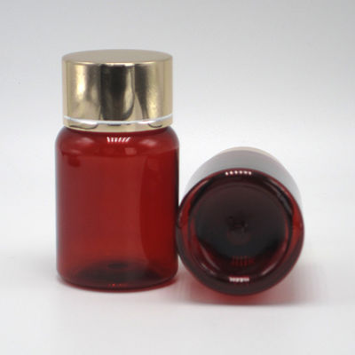 40ml/1.3oz Ambrato PET Pillola Capsula Bottiglia di olio di pesce con tappo a vite in argento di alluminio
