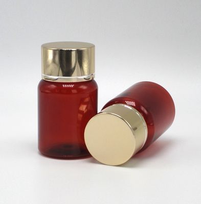 40ml/1.3oz Ambrato PET Pillola Capsula Bottiglia di olio di pesce con tappo a vite in argento di alluminio